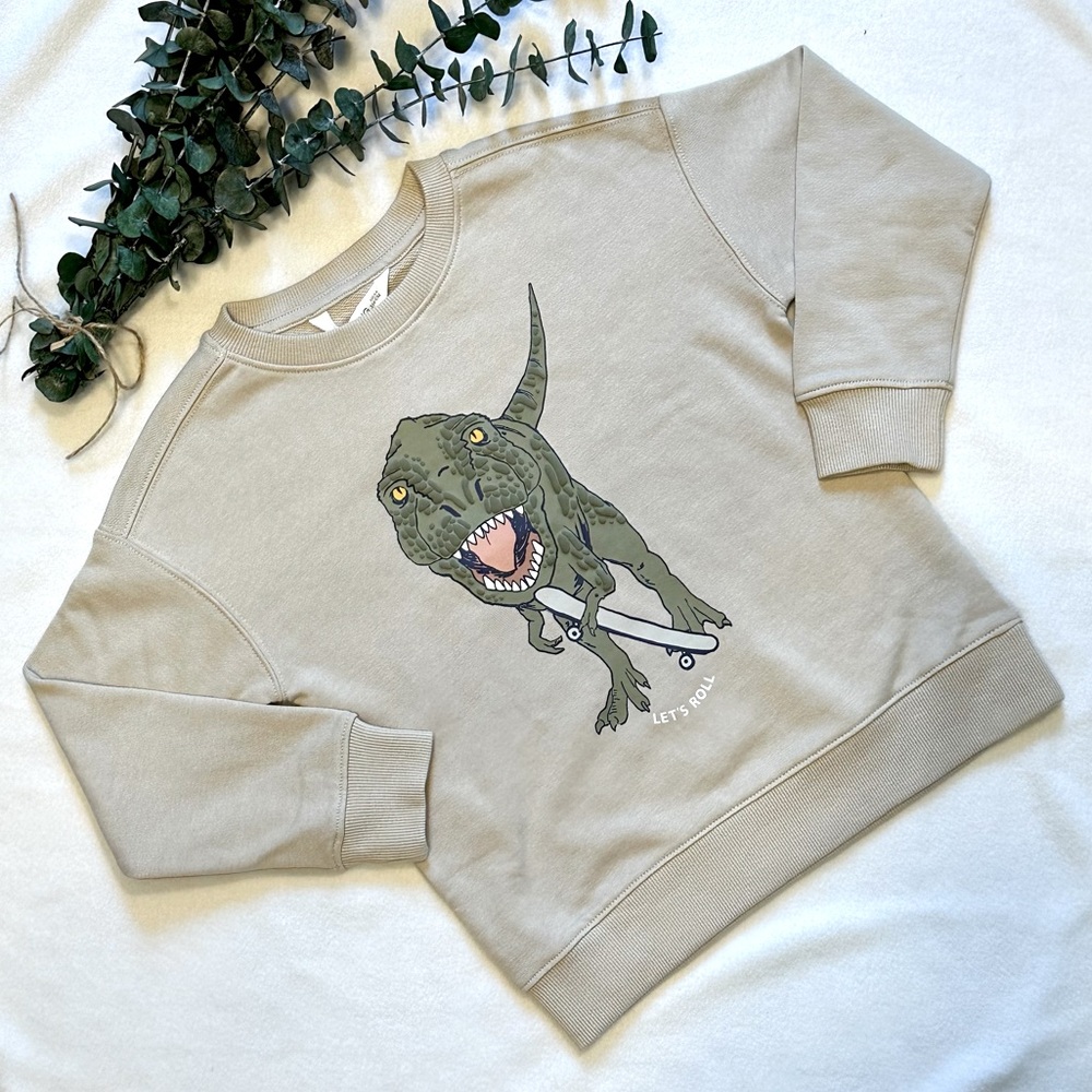 NWT Mango T-REX Cartoon Cotton Sweatshirt size 5-6 🦖